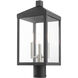 Nyack 3 Light 20 inch Black with Brushed Nickel Cluster Outdoor Post Top Lantern