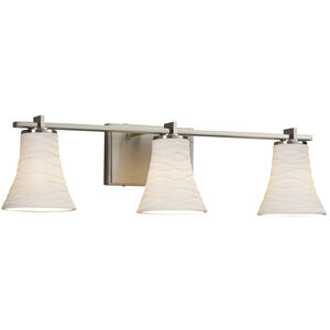 Limoges 3 Light 24 inch Vanity Light Wall Light in Polished Chrome, Waves, Square with Flat Rim, Incandescent