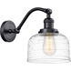 Franklin Restoration Bell LED 8 inch Matte Black Sconce Wall Light in Clear Deco Swirl Glass