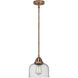 Nouveau 2 Bell LED 8 inch Antique Copper Mini Pendant Ceiling Light in Seedy