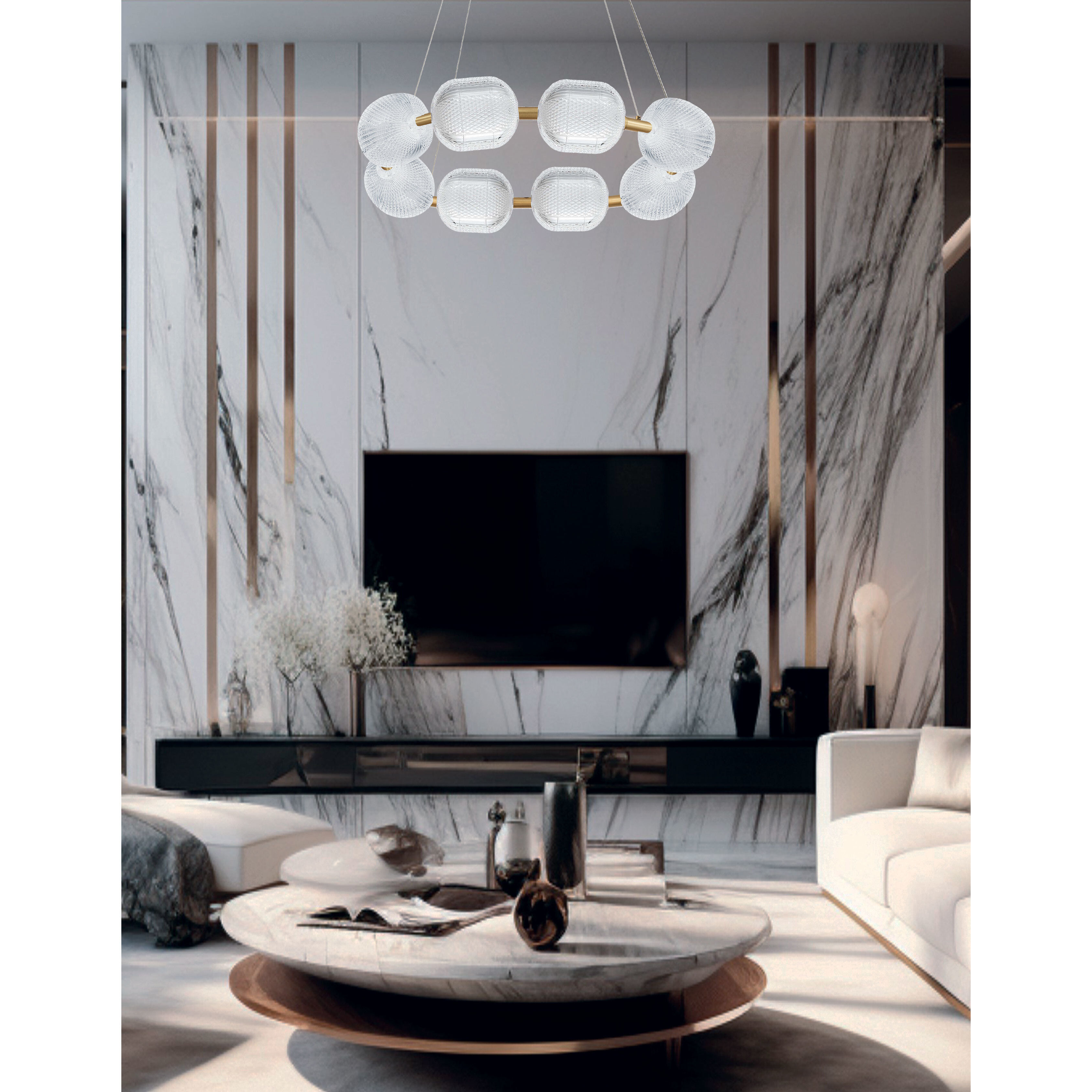 Peri LED 32 inch Aged Brass Pendant Ceiling Light