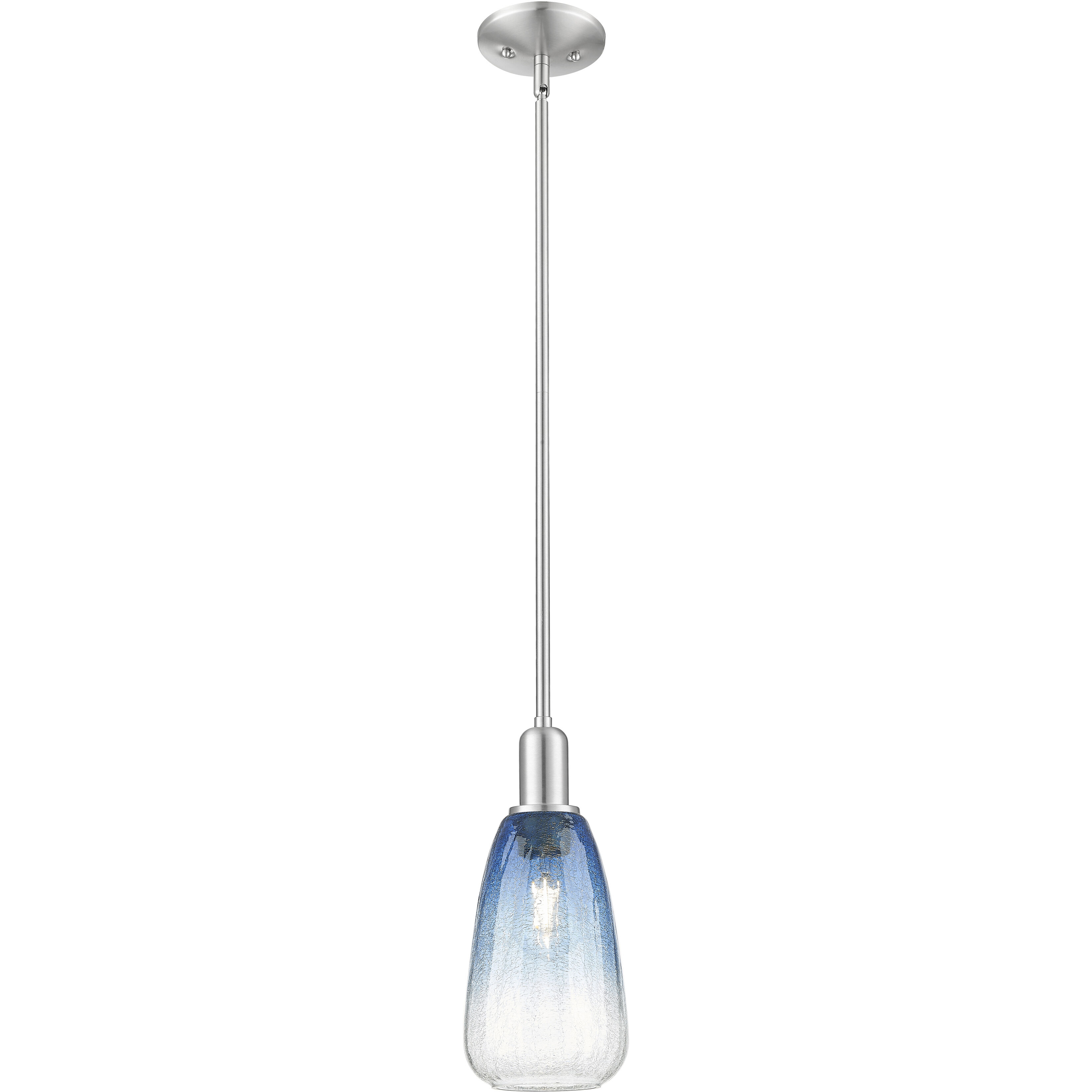 Downtown Urban Brookhaven Almond 1 Light 6 inch Brushed Satin Nickel Mini Pendant Ceiling Light in Sapphire Blue Glass