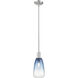 Downtown Urban Brookhaven Almond 1 Light 6 inch Brushed Satin Nickel Mini Pendant Ceiling Light in Sapphire Blue Glass