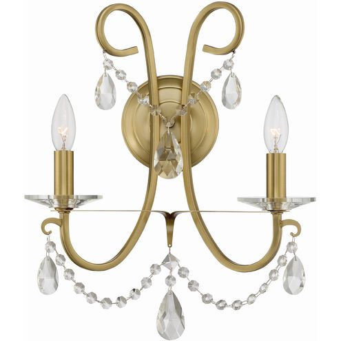 Othello 2 Light 14 inch Vibrant Gold Sconce Wall Light in Clear Hand Cut