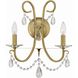 Othello 2 Light 14 inch Vibrant Gold Sconce Wall Light in Clear Hand Cut