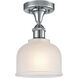 Ballston Dayton 1 Light 6 inch Polished Chrome Semi-Flush Mount Ceiling Light in White Glass, Ballston