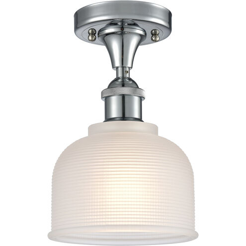 Ballston Dayton 1 Light 6 inch Polished Chrome Semi-Flush Mount Ceiling Light in White Glass, Ballston