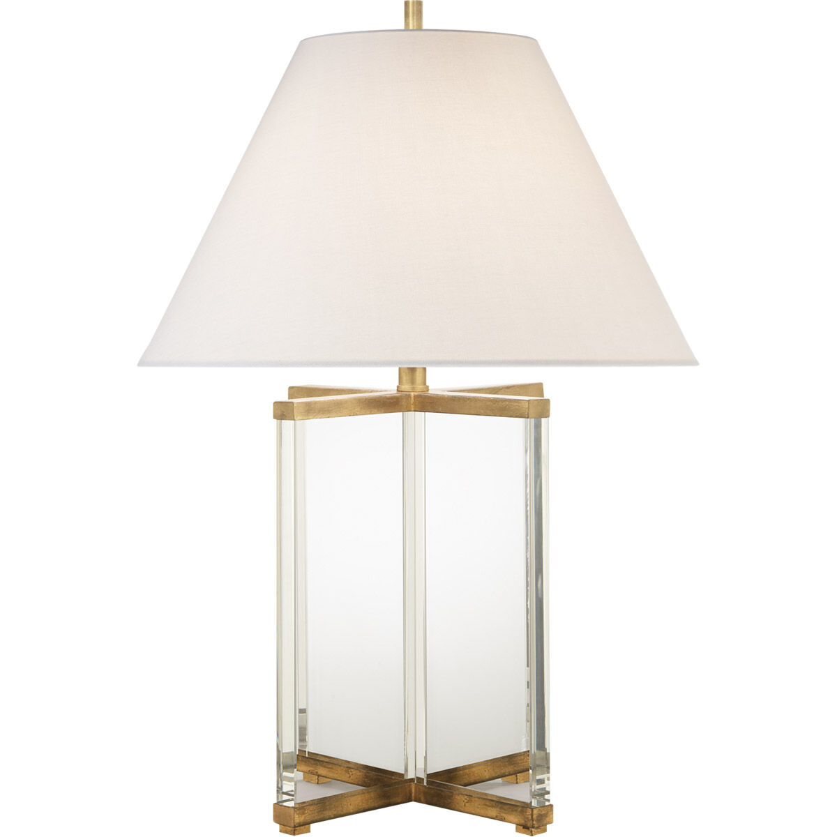 J. Randall Powers Cameron 28 inch 150 watt Crystal with Gild Table Lamp Portable Light in Linen