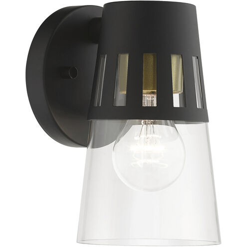 Covington 1 Light 8 inch Black with Soft Gold Finish Accents Outdoor Wall Lantern, Small
