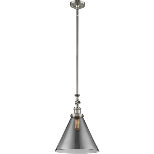 Franklin Restoration Cone 1 Light 12 inch Brushed Satin Nickel Mini Pendant Ceiling Light in Incandescent, Plated Smoke, Franklin Restoration