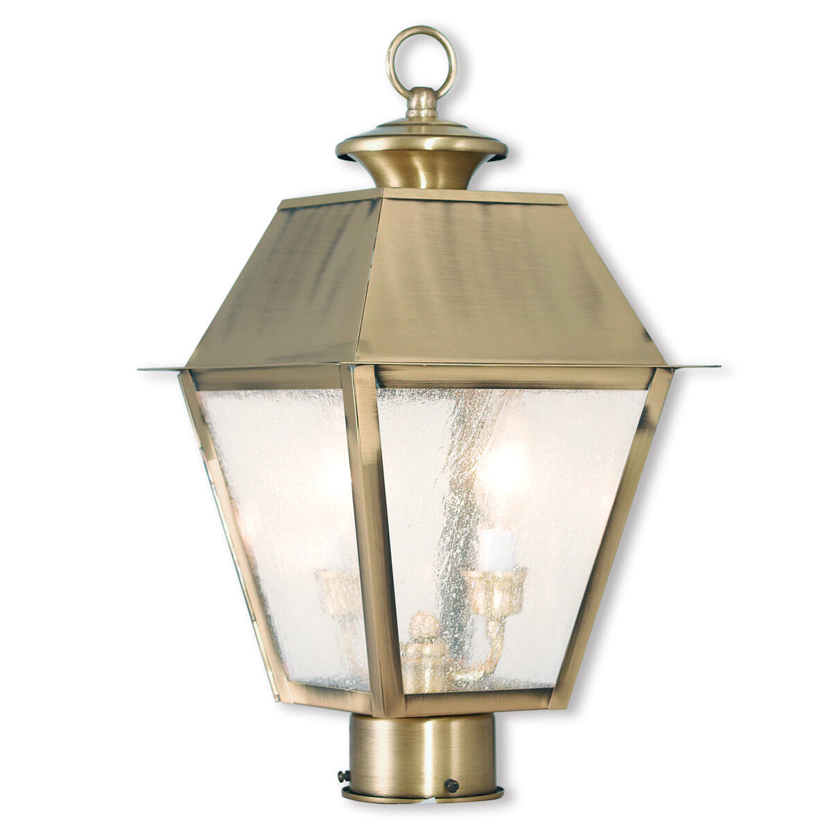 Mansfield 2 Light 17 inch Antique Brass Outdoor Post Top Lantern