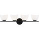 Uptowne 4 Light 26.75 inch Black Bath Vanity Light Wall Light in Black and Opal Glass