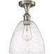 Ballston Dome LED 9 inch Brushed Satin Nickel Semi-Flush Mount Ceiling Light in Seedy Glass