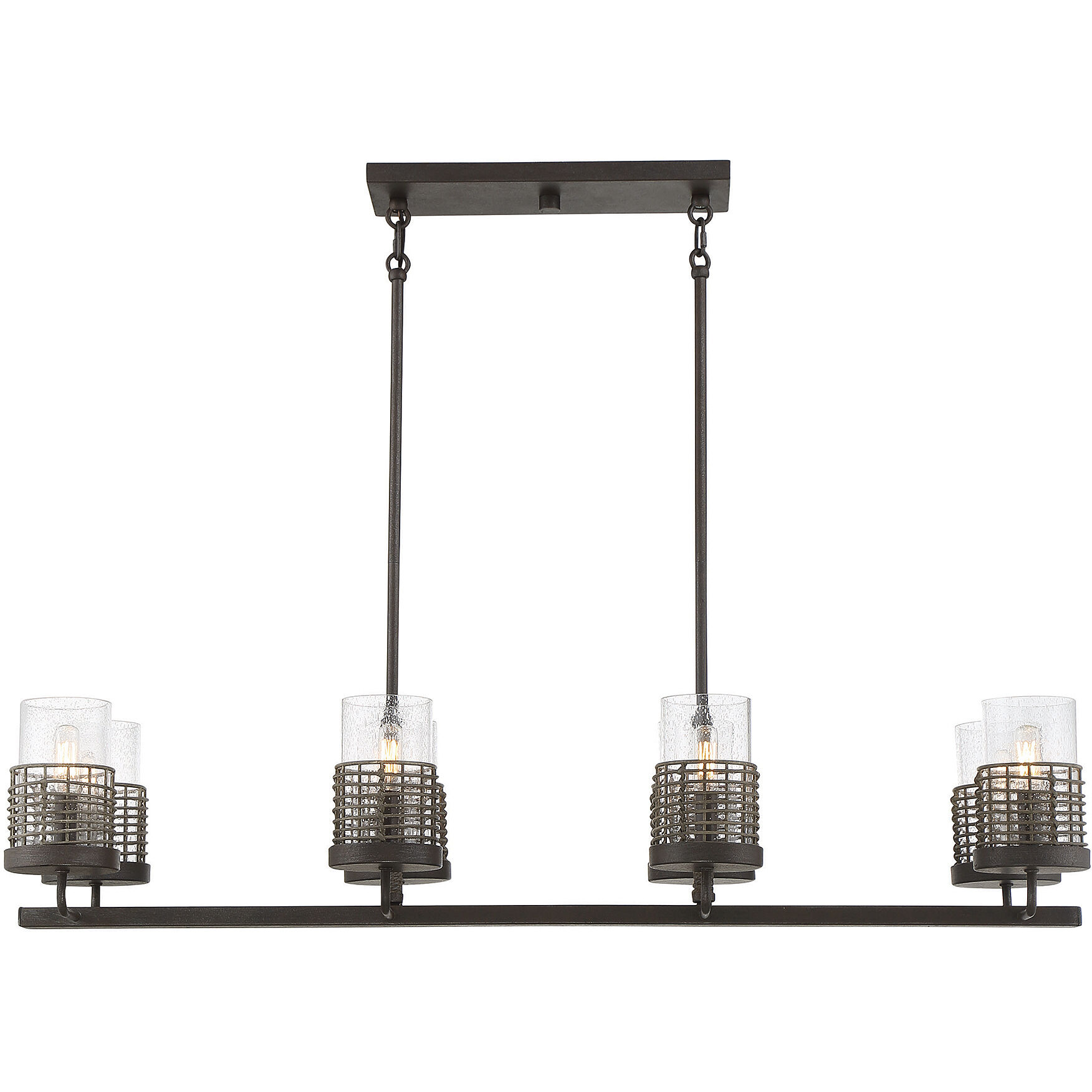 Granada 8 Light 42 inch Gunsmoke with Gray Rattan Linear Chandelier Ceiling Light