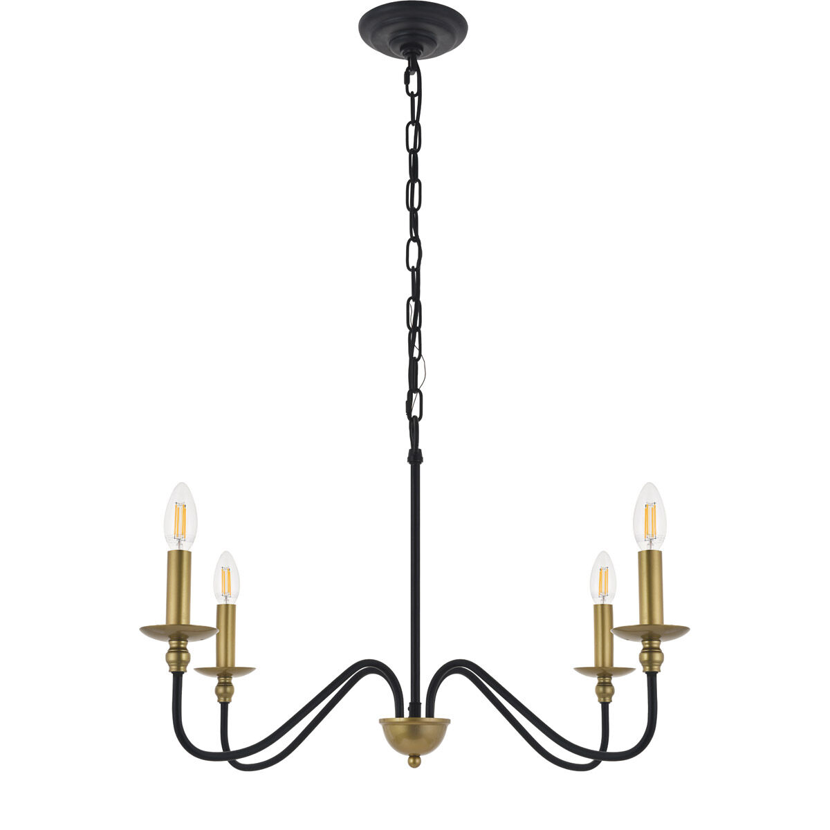 Rohan 4 Light 30 inch Matte Black and Brass Chandelier Ceiling Light in Brass and Black