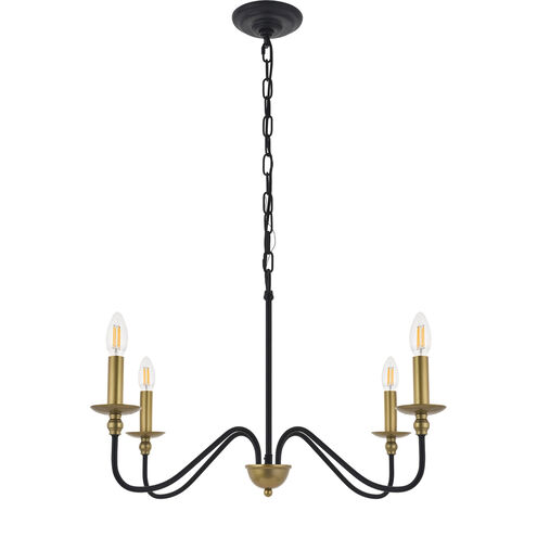 Rohan 4 Light 30 inch Matte Black and Brass Chandelier Ceiling Light in Brass and Black