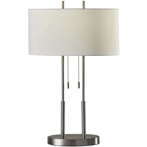 Duet 27 inch 60.00 watt Satin Steel Table Lamp Portable Light in Brushed Steel