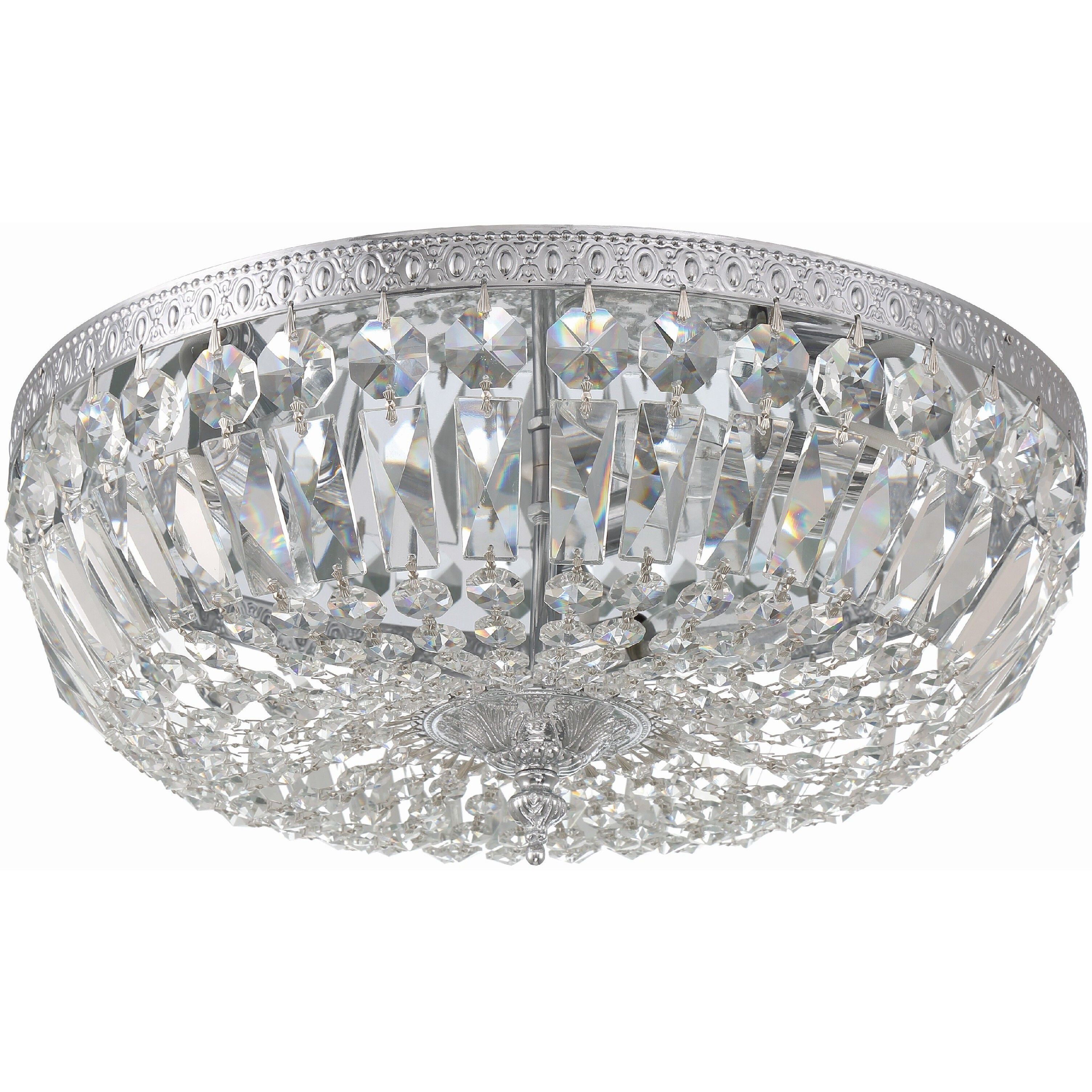 Waltham 3 Light 16 inch Polished Chrome Flush Ceiling Light in Clear Spectra