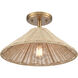 Rydell 1 Light 14 inch Brushed Gold with Natural Semi Flush Mount Ceiling Light