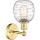 Belfast Sconce Wall Light in Satin Gold, Deco Swirl