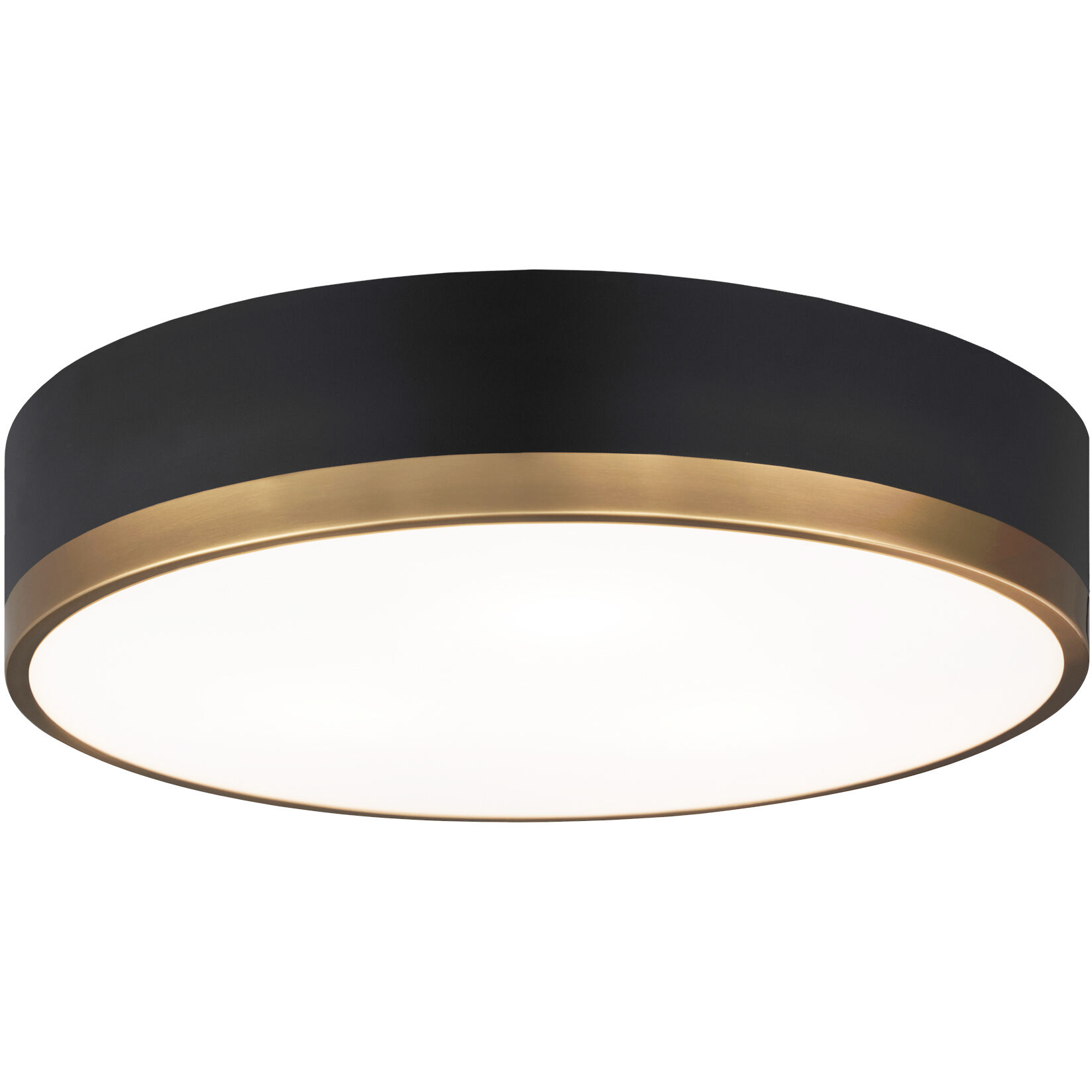 Trydor 3 Light 16 inch Black and Aged Gold Brass Flush Mount Ceiling Light