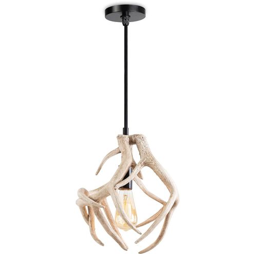 Waylon 1 Light 11.75 inch White Pendant Ceiling Light, Antler