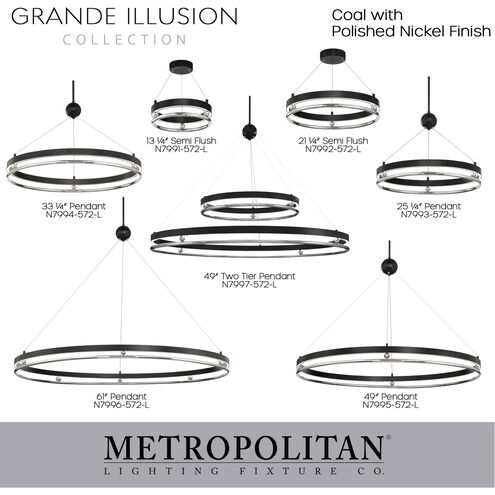 Grande Illusion LED 25.25 inch Coal with Polished Nickel Pendant Ceiling Light