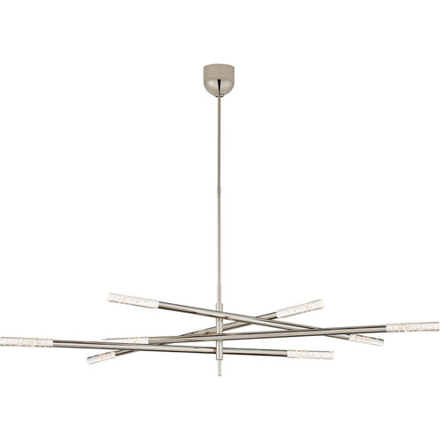 Kelly Wearstler Rousseau LED 65 inch Polished Nickel Articulating Chandelier Ceiling Light in Seeded Glass, Grande