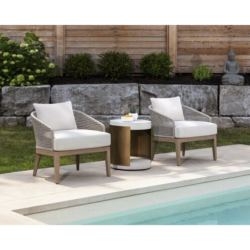 Cavette 21 X 19 inch White / Antique Brass Outdoor End Table
