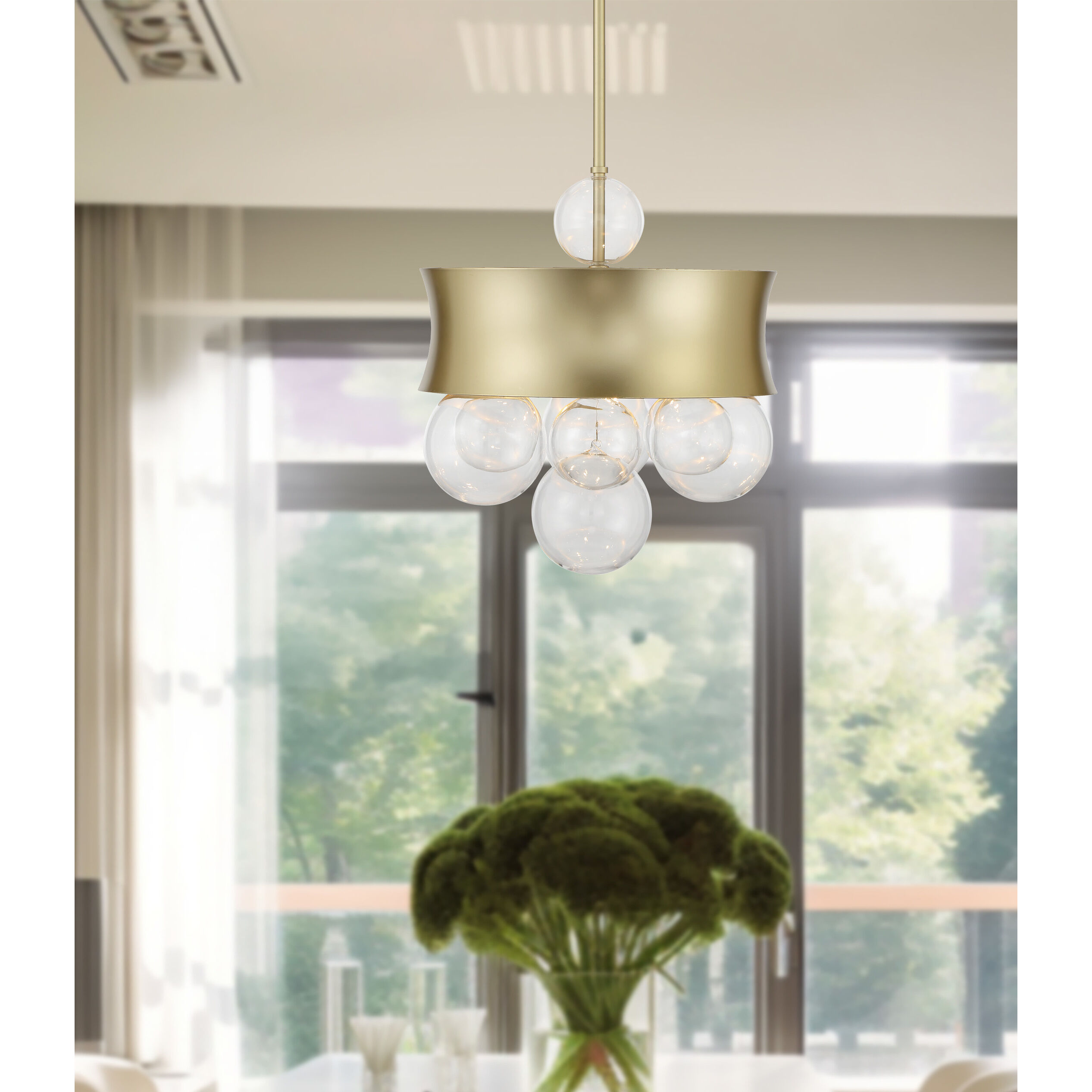 Verdi Square 3 Light 14 inch Soft Gold With Gold Leaf Convertible Pendant Ceiling Light