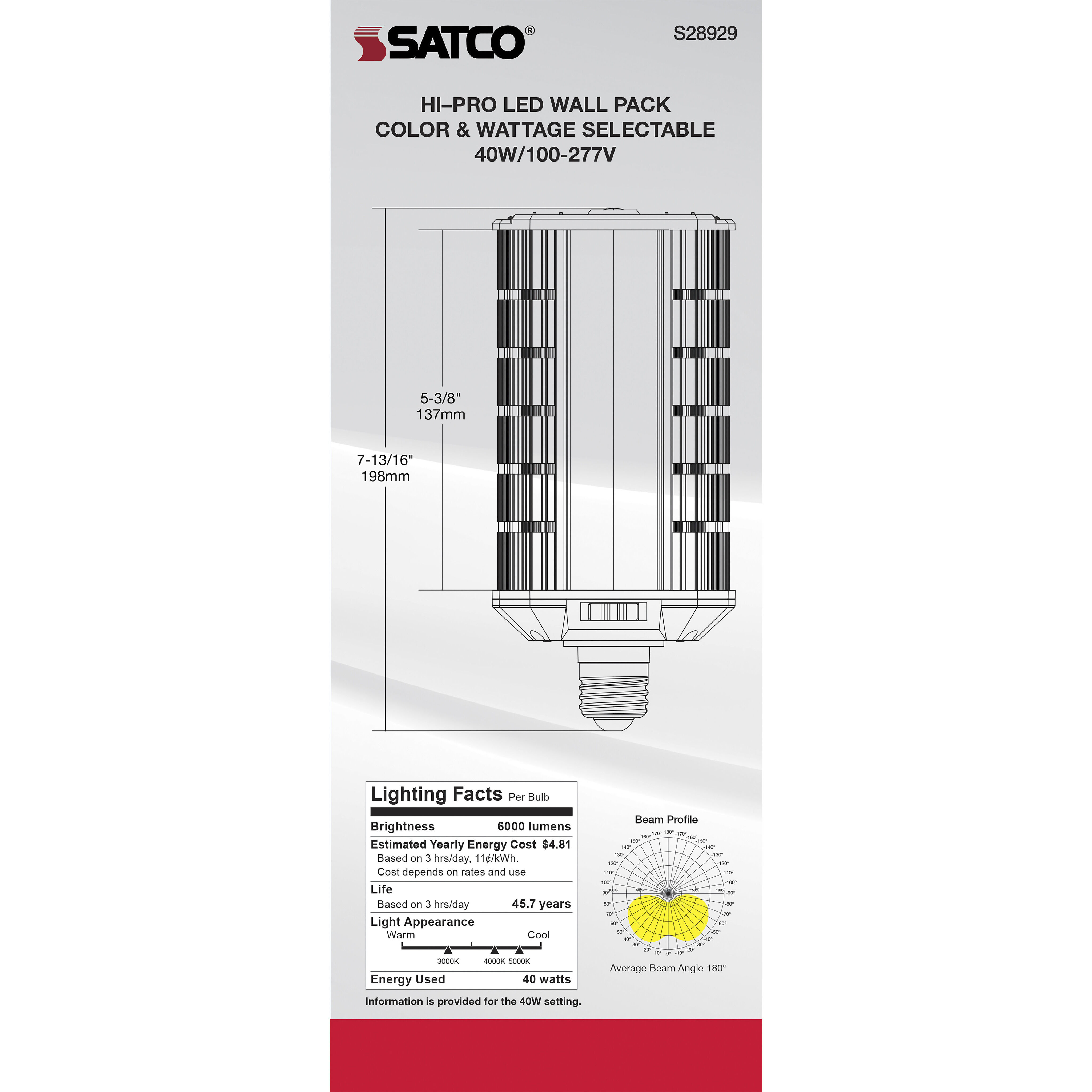 Hi-Pro LED Medium 20.00 watt 3000K HID Replacements