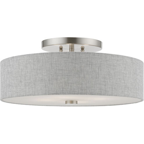 Dakota 4 Light 18 inch Brushed Nickel with Shiny White Accents Semi-Flush Ceiling Light