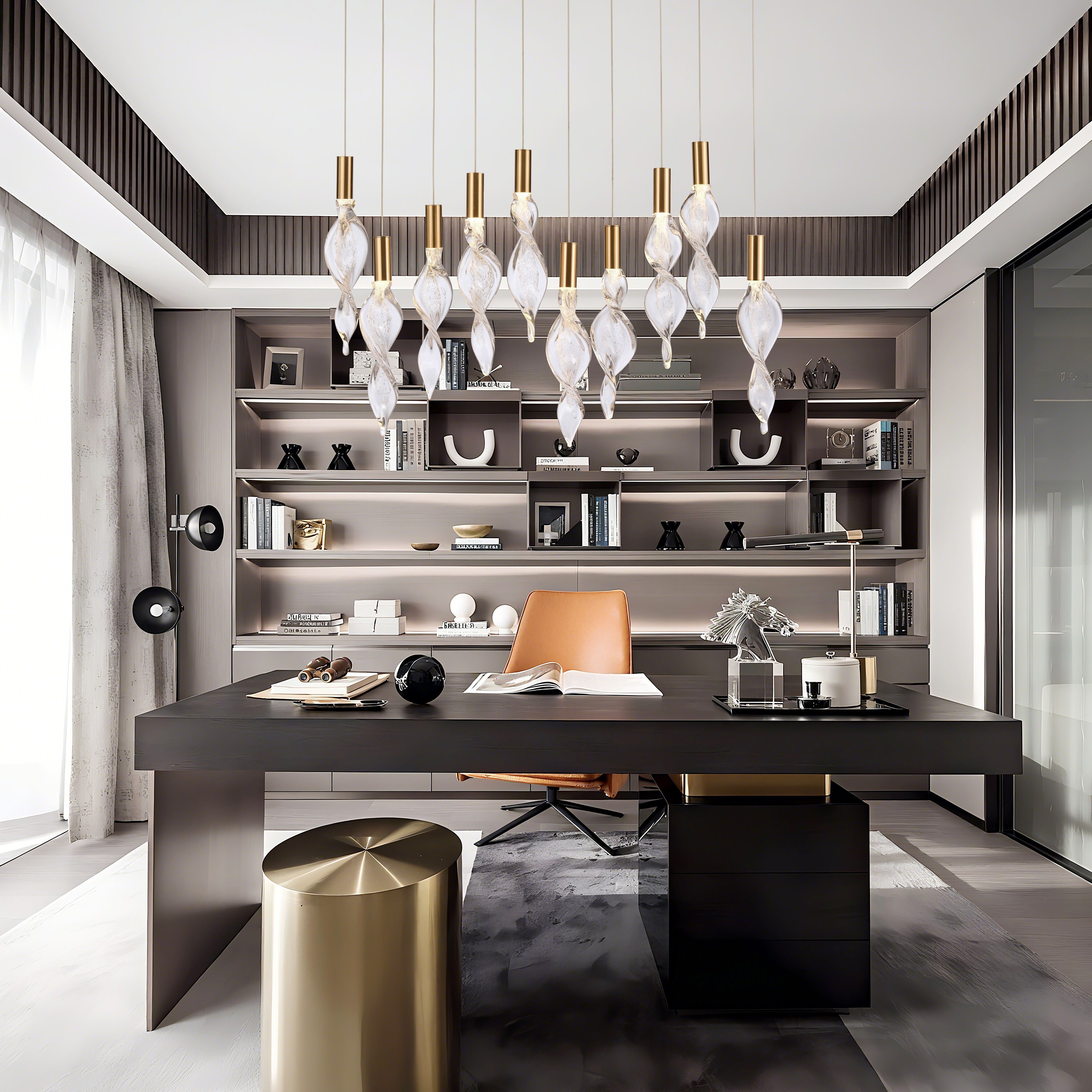 Aurora LED 10 inch Natural Brass Pendant Ceiling Light, Converts to Flush Mount