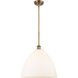 Ballston Dome LED 16 inch Brushed Brass Pendant Ceiling Light in Matte White Glass
