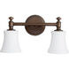 Rossington 2 Light 16 inch Oiled Bronze Vanity Light Wall Light in Satin Opal, Satin Opal
