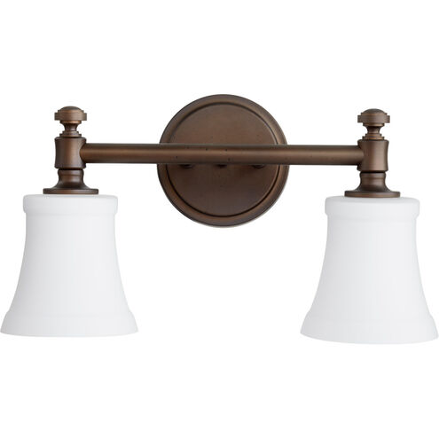 Rossington 2 Light 16 inch Oiled Bronze Vanity Light Wall Light in Satin Opal, Satin Opal