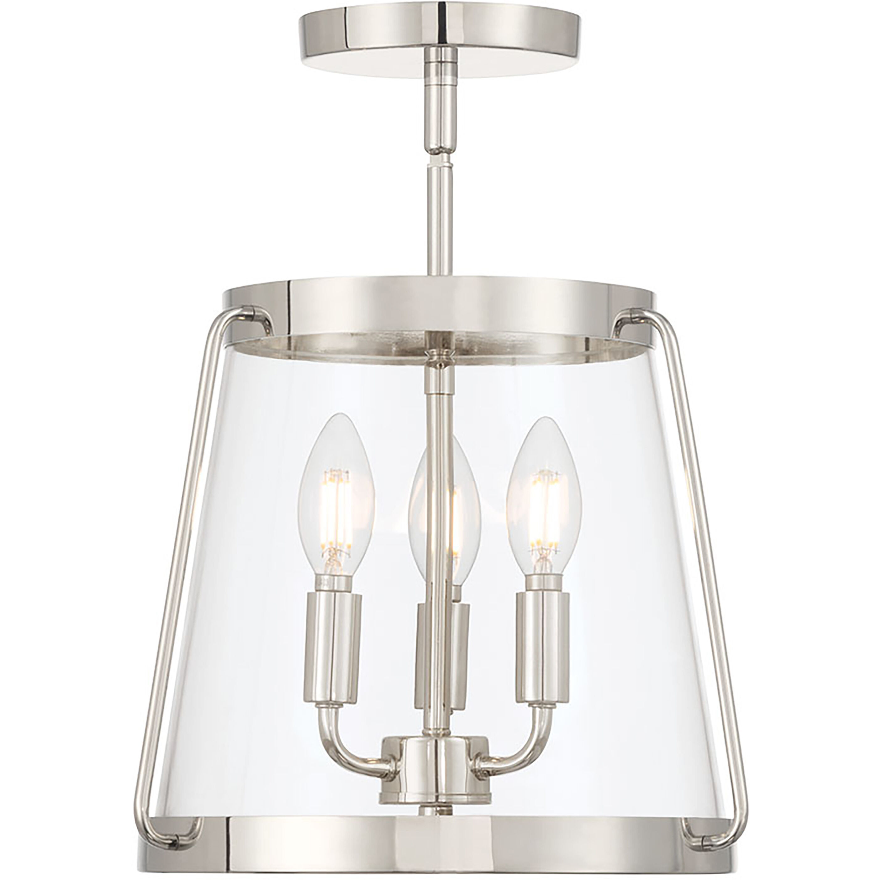 Adabella 3 Light 12.25 inch Polished Nickel Semi-Flush Mount Ceiling Light