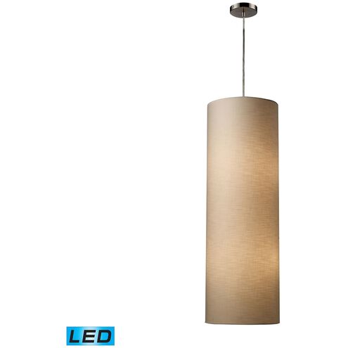 Fabric Cylinders LED 12 inch Satin Nickel Pendant Ceiling Light
