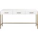 Walker 60 X 26.5 inch White with Satin Brass Desk