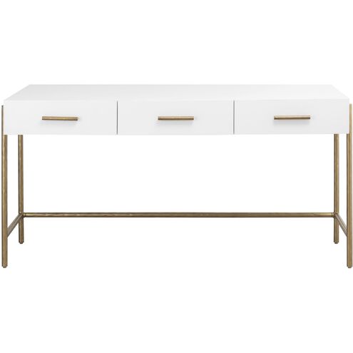 Walker 60 X 26.5 inch White with Satin Brass Desk