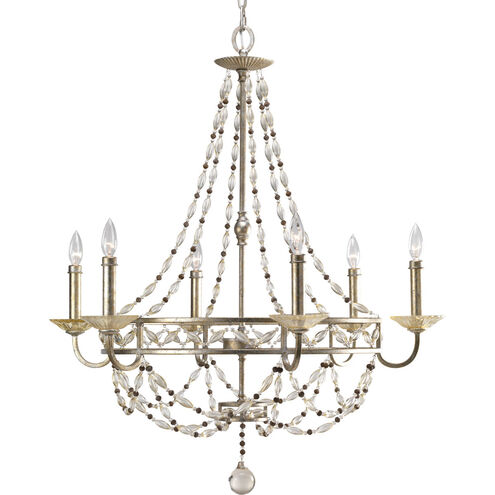 Chanelle 6 Light 34 inch Antique Silver Chandelier Ceiling Light