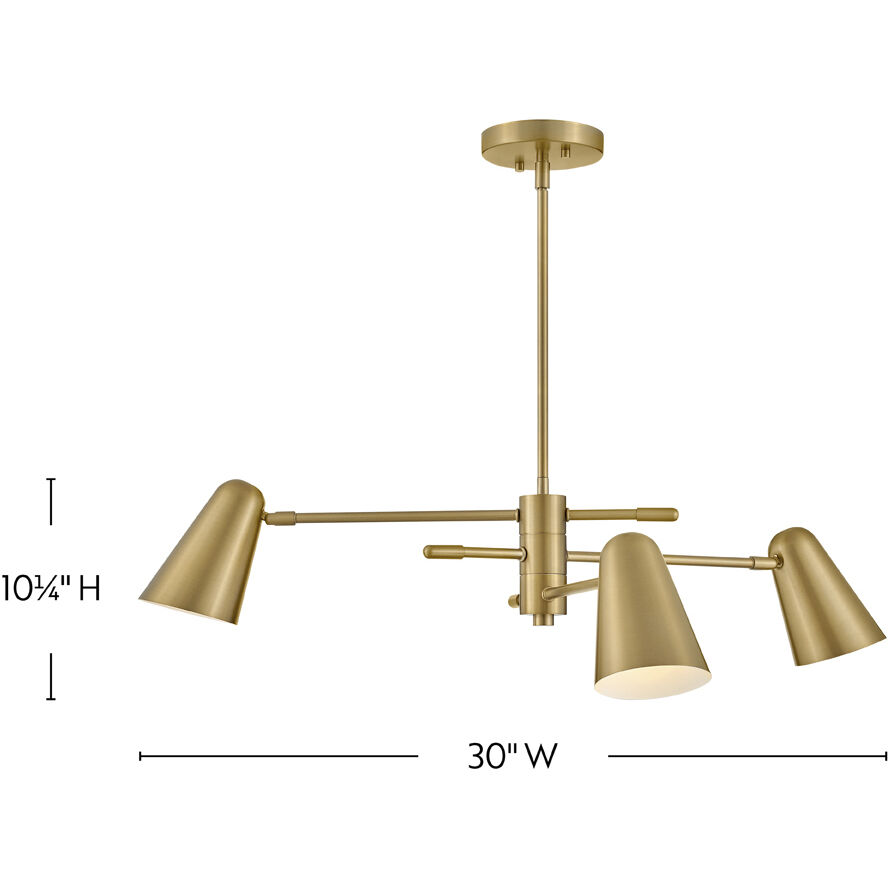 Birdie LED 30 inch Lacquered Brass Chandelier Ceiling Light
