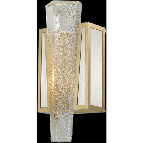 Crownstone Wall Sconce Wall Light in Gold, White Textured Linen