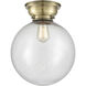 Aditi XX-Large Beacon LED 12 inch Antique Brass Flush Mount Ceiling Light in Seedy Glass, Aditi