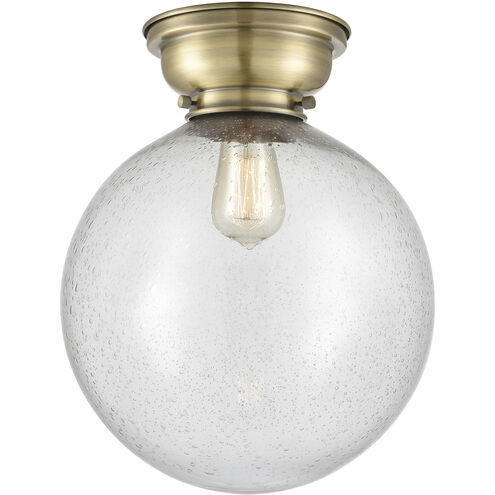 Aditi XX-Large Beacon LED 12 inch Antique Brass Flush Mount Ceiling Light in Seedy Glass, Aditi