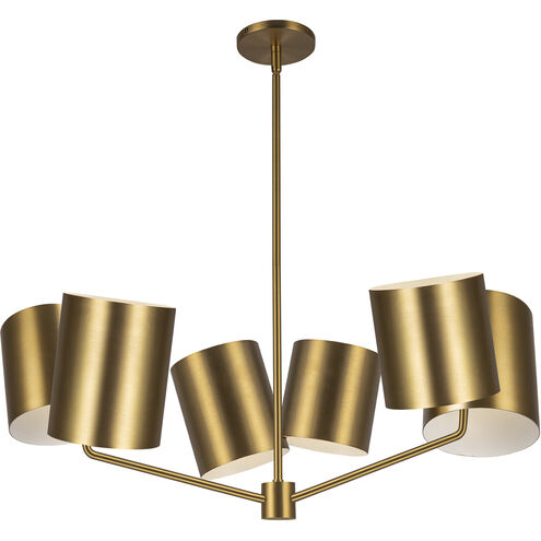 Keiko 6 Light 30.5 inch Brushed Gold Chandelier Ceiling Light