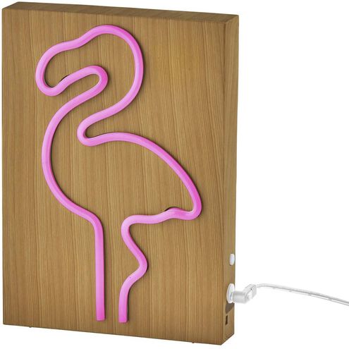 Wood Framed 9 inch 0.50 watt Natural Wood Grain on Plastic - Water Transfer Table/Wall Lamp Portable Light, Neon Flamingo, Simplee Adesso