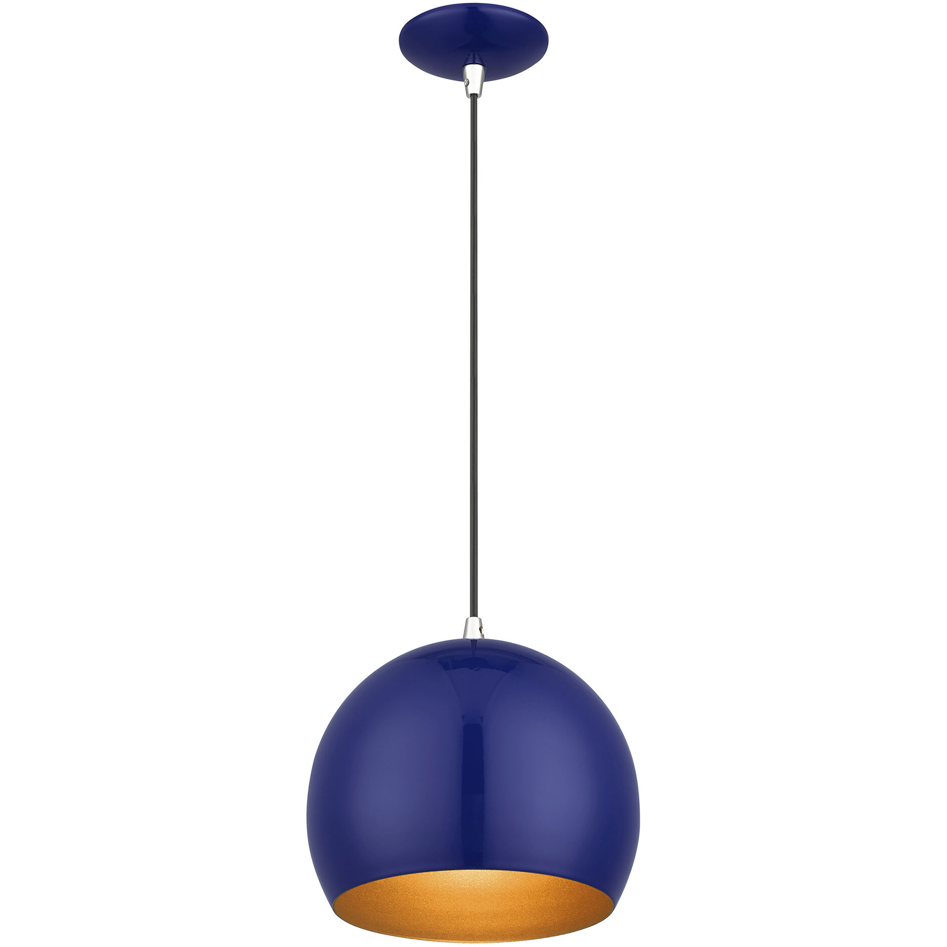 Piedmont 1 Light 10 inch Shiny Cobalt Blue with Polished Chrome Accents Pendant Ceiling Light