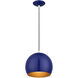 Piedmont 1 Light 10 inch Shiny Cobalt Blue with Polished Chrome Accents Pendant Ceiling Light