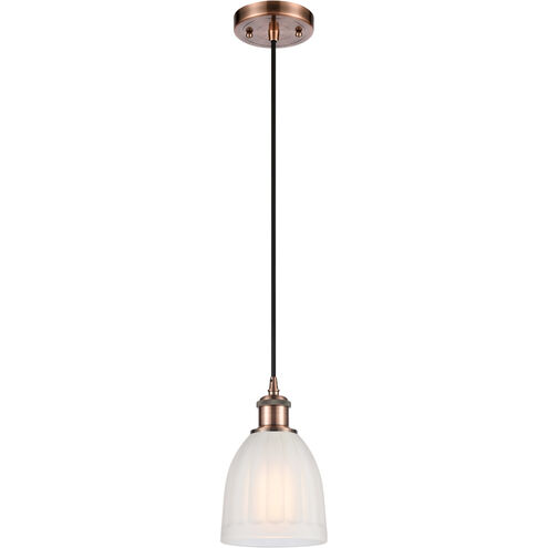 Ballston Brookfield 1 Light 6 inch Antique Copper Mini Pendant Ceiling Light in White Glass, Ballston